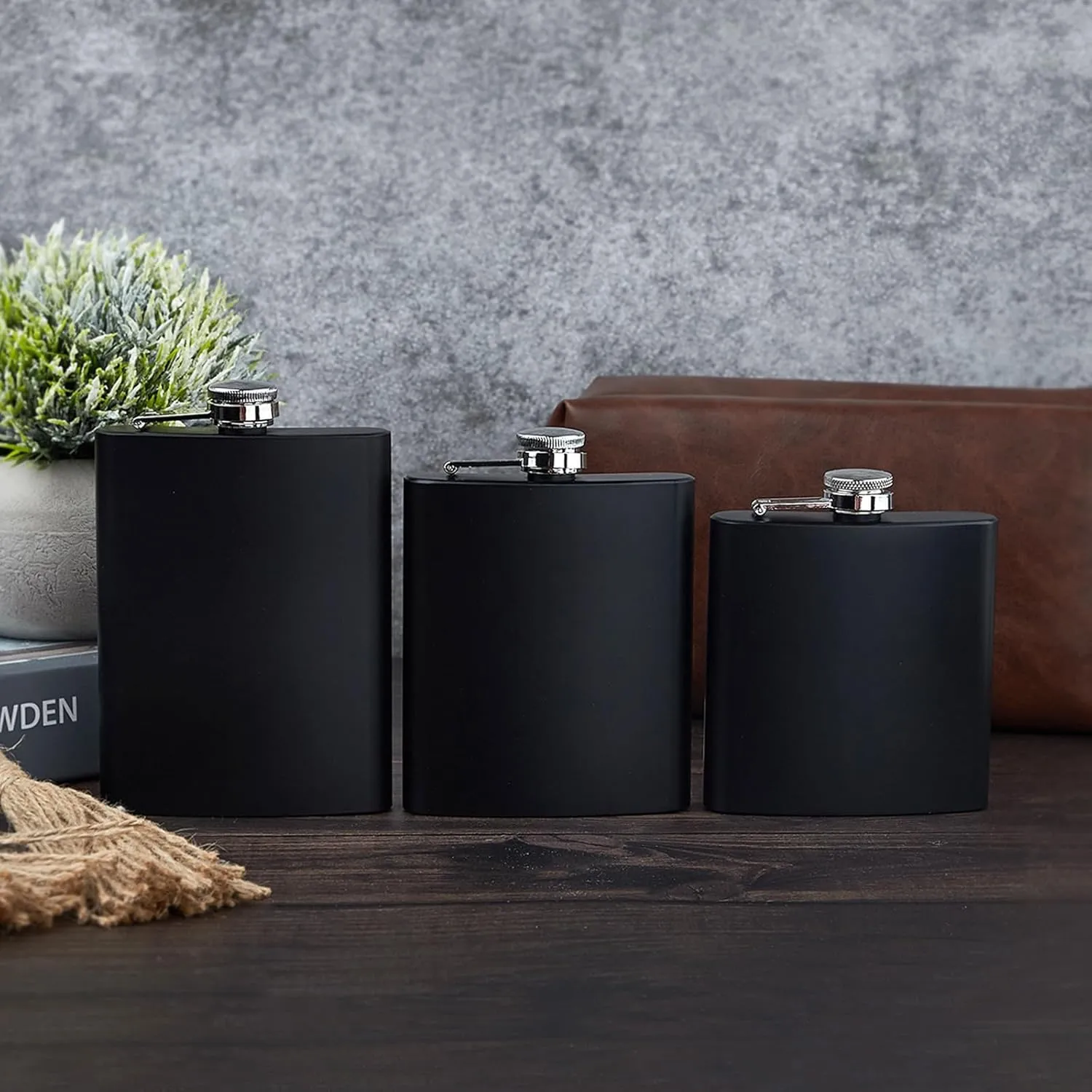Father Day Gifts Personalized Flask - Custom Customized Text Picture Stainless Steel Pocket Hip Whiskey Flask for Liquor Personalized Gifts for Men Dad Husband Boyfriend (7oz, Black)