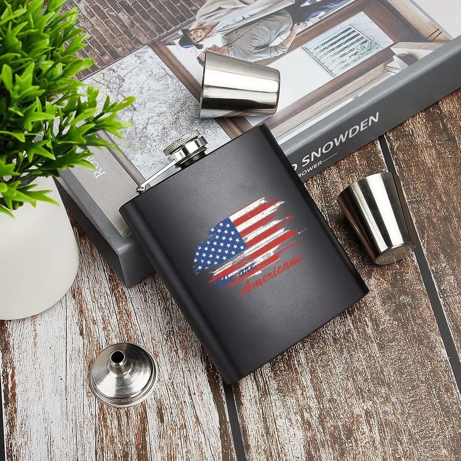 Father Day Gifts Personalized Flask - Custom Customized Text Picture Stainless Steel Pocket Hip Whiskey Flask for Liquor Personalized Gifts for Men Dad Husband Boyfriend (7oz, Black)