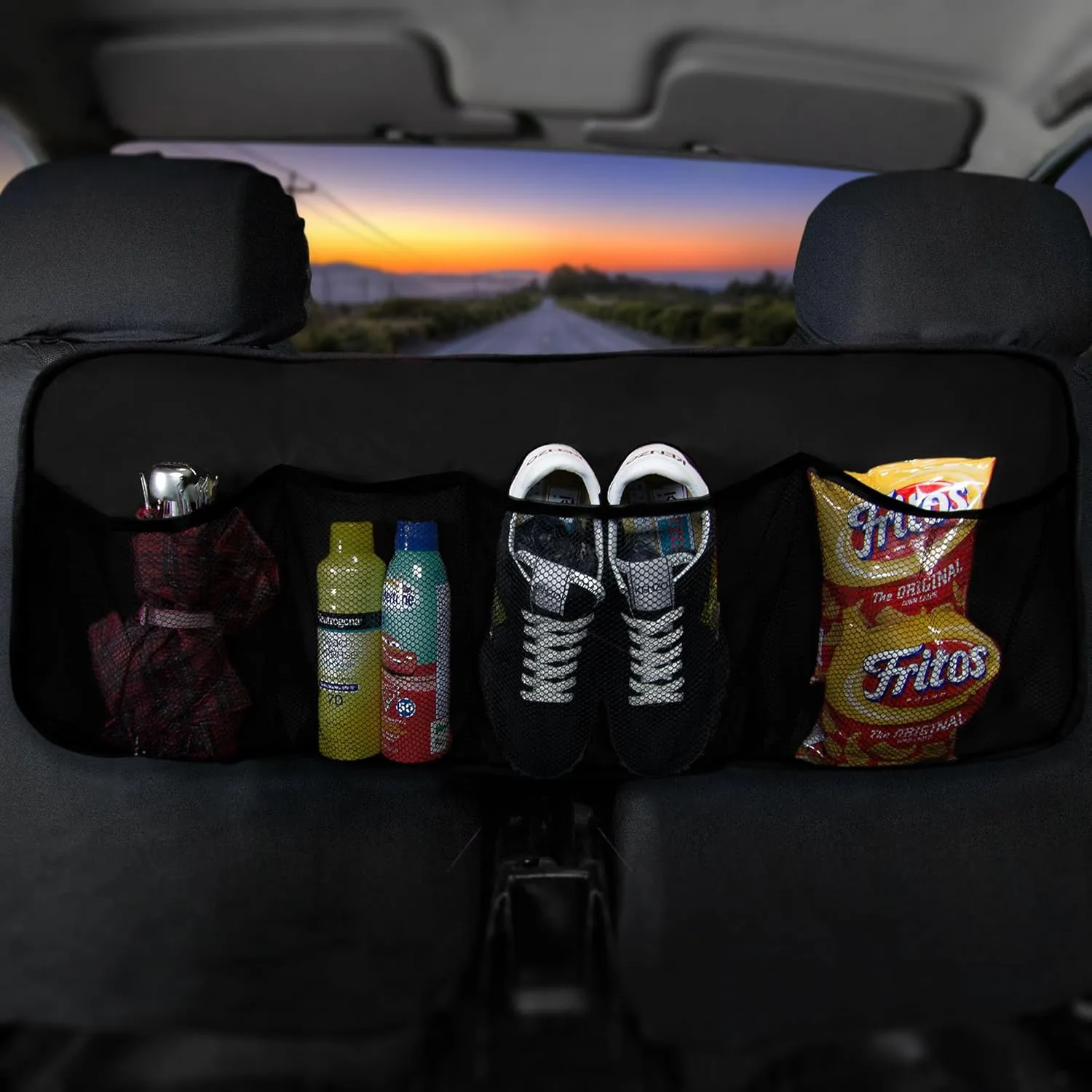 FH Group E-Z Travel Multi-Pocket Trunk Organizer, (BLACK) Universal Fit, Waterproof Large Capacity Hanging Car Organizer Seat Back Protectors Multi-Pocket Car Travel Storage Durable Foldable Storage