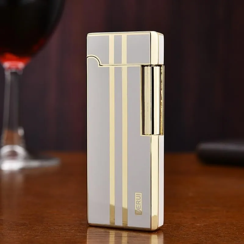 Fine Metal Inflatable Adjustable Open Flame Torch Lighter, Start-Up Sound, Retro Flip-Top Grinding Wheel Flint Lighter, Men's Collection Lighter Suitable for Gifts(Black1)