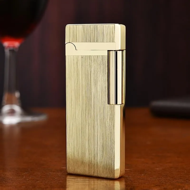 Fine Metal Inflatable Adjustable Open Flame Torch Lighter, Start-Up Sound, Retro Flip-Top Grinding Wheel Flint Lighter, Men's Collection Lighter Suitable for Gifts(Black1)