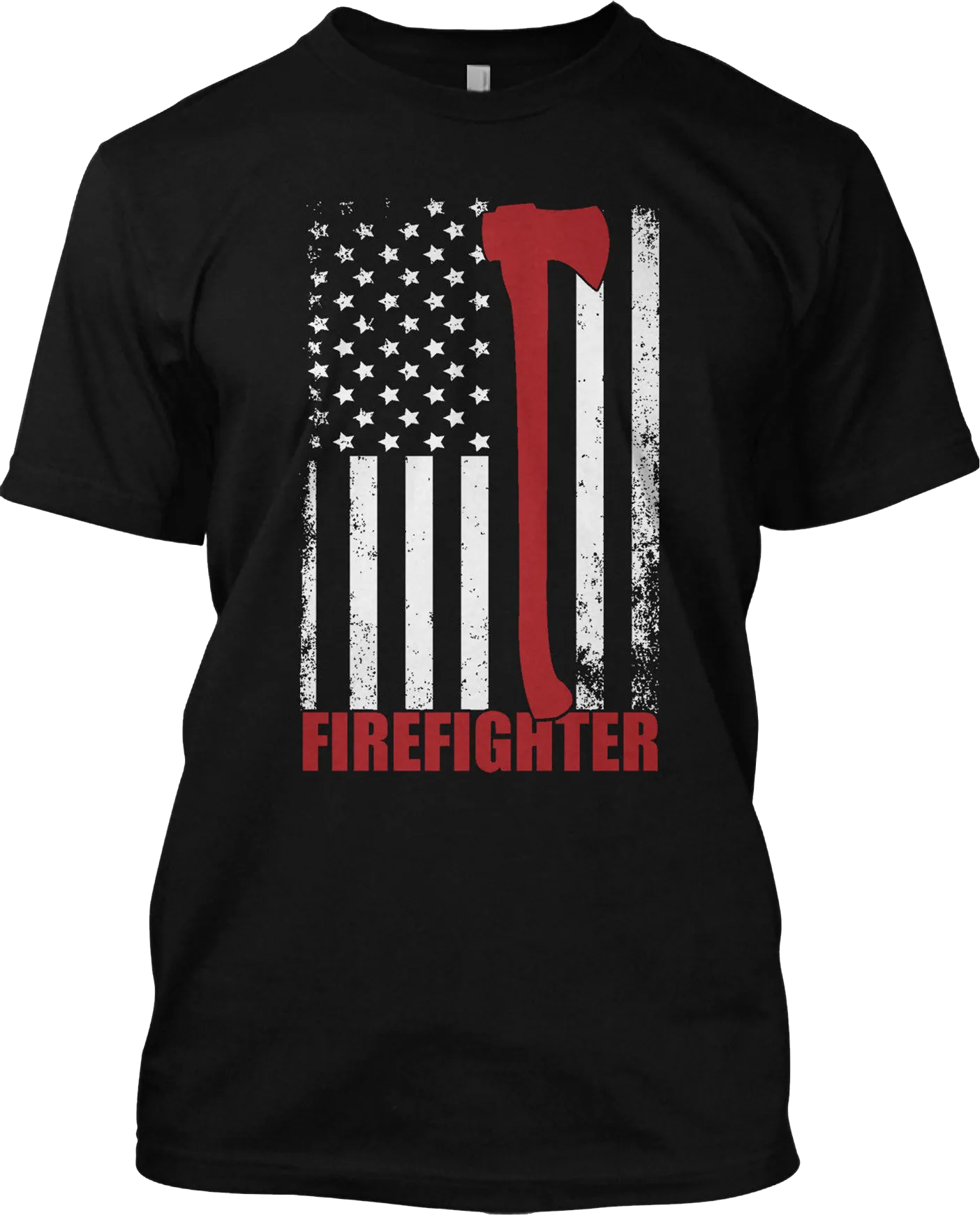 Firefighter Thin Line US Flag Axe Fire Department Patriotic T Shirt Graphic Tee