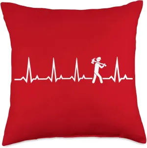 Firefighters Heart Beat Axe Handling Fire Rescue Throw Pillow, 18x18, Multicolor