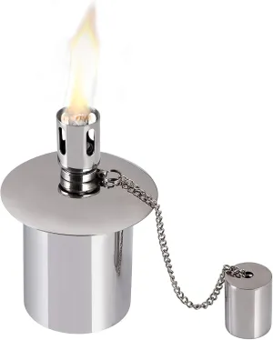 Firefly Polished Stainless Steel Table-Top Tiki Torch Canister - Durable Design with Refillable Fuel Reservoir - Compact, Rust-Resistant for Outdoor Use - Made in USA - 5-3/8 Inches Tall