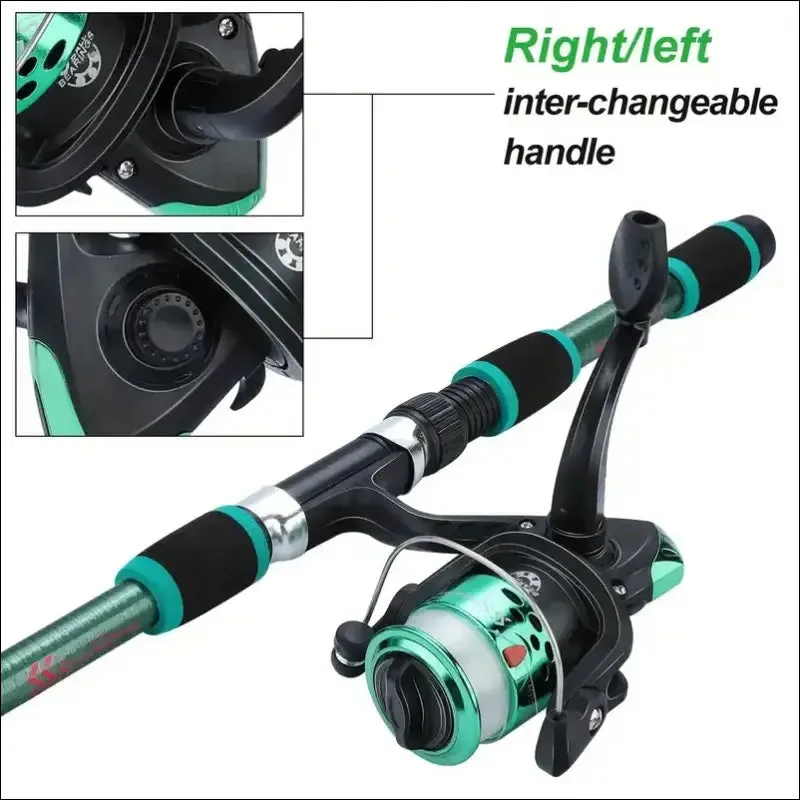 Fishing pole set full kits with telescopic fishing rod and spinning reel baits hooks travel pole set