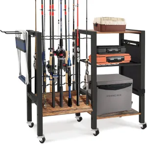 Fishing Rod Holder, Fishing Pole Holders For Garage Heavy Duty 3-Tier Pole Rack Organizer, Cool Fishing Gadgets, Holds 12 Rods & Reels, Space-Saving Design (32.8"X12"X32")