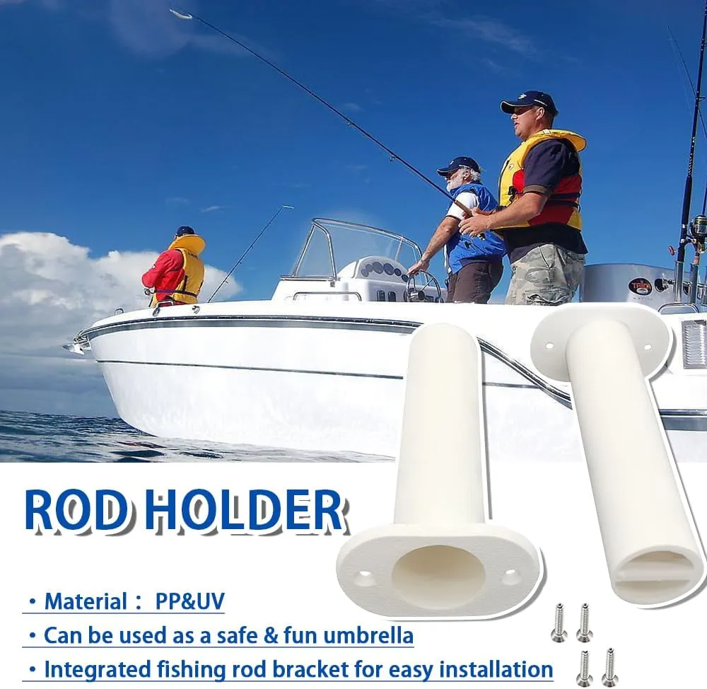 Fishing Rod Holder Plastic with UV 90 Degree Flush Mount 2PCS for Yacht and Boats