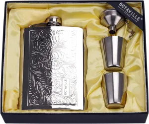 flasks for liquor for men Stainless quality hip flask 8oz Pocket Engraved Wine Drink Pot Alcohol flagon metal 220ml whiskey flask (Pattern)