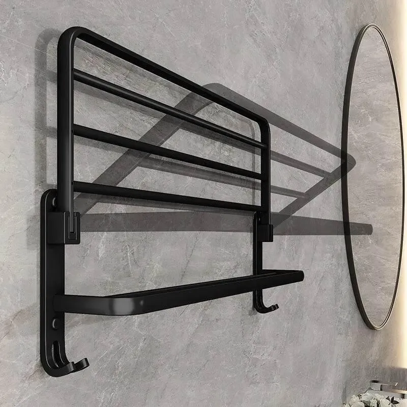 Foldable Aluminum Towel Rack - Space-Saving Bath Organizer