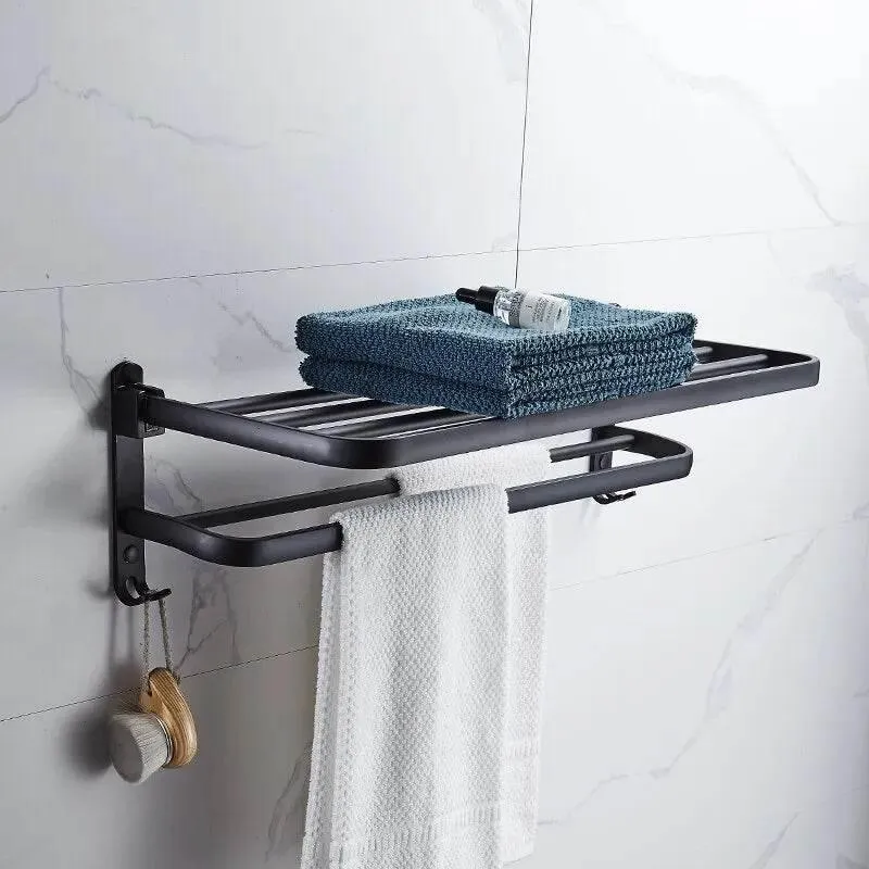 Foldable Aluminum Towel Rack - Space-Saving Bath Organizer