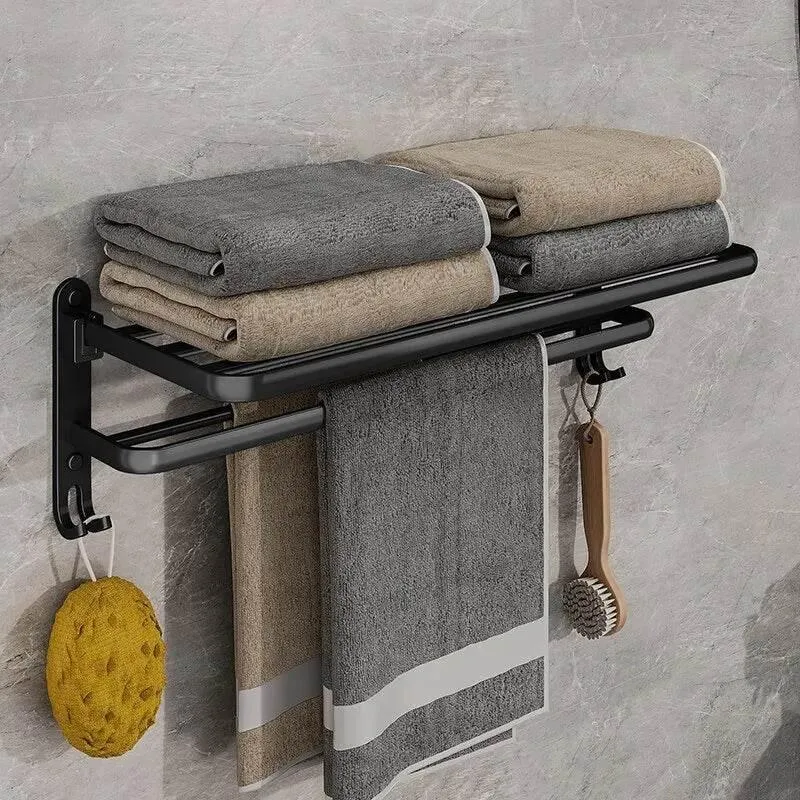 Foldable Aluminum Towel Rack - Space-Saving Bath Organizer