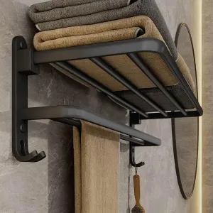 Foldable Aluminum Towel Rack - Space-Saving Bath Organizer
