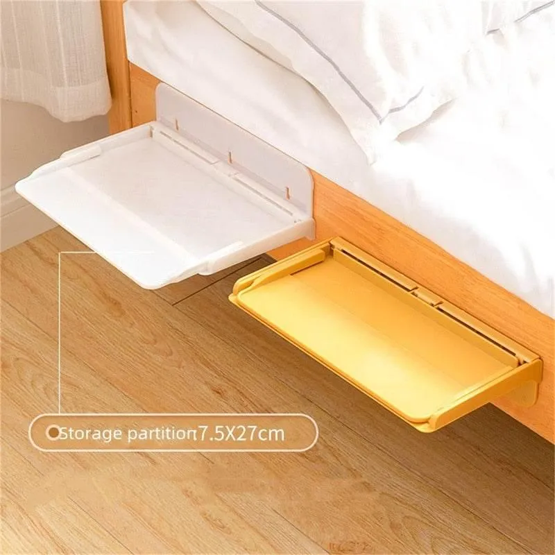 Foldable Bedside Organizer - Space-Saving Nightstand Shelf