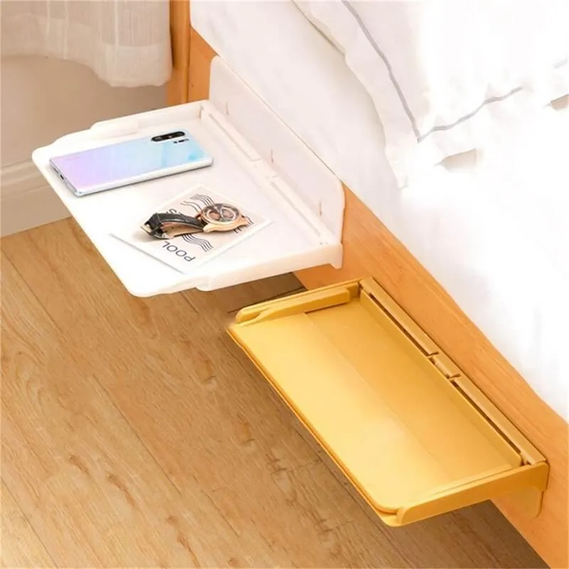 Foldable Bedside Organizer - Space-Saving Nightstand Shelf