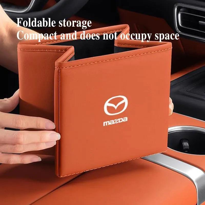 Foldable Car Trash Can for Mazda Biante 2008-2018, Leakproof Waterproof Car Garbage Can Vehicle Multi-Use Organizer Outdoor Traveling Accessories,Beige-A