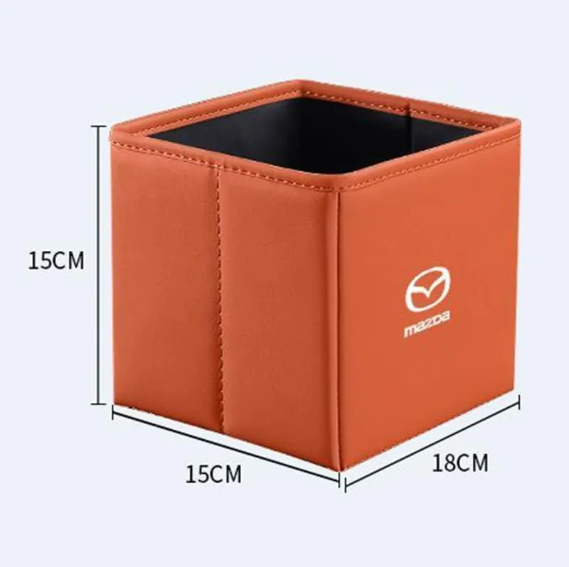 Foldable Car Trash Can for Mazda Biante 2008-2018, Leakproof Waterproof Car Garbage Can Vehicle Multi-Use Organizer Outdoor Traveling Accessories,Beige-A