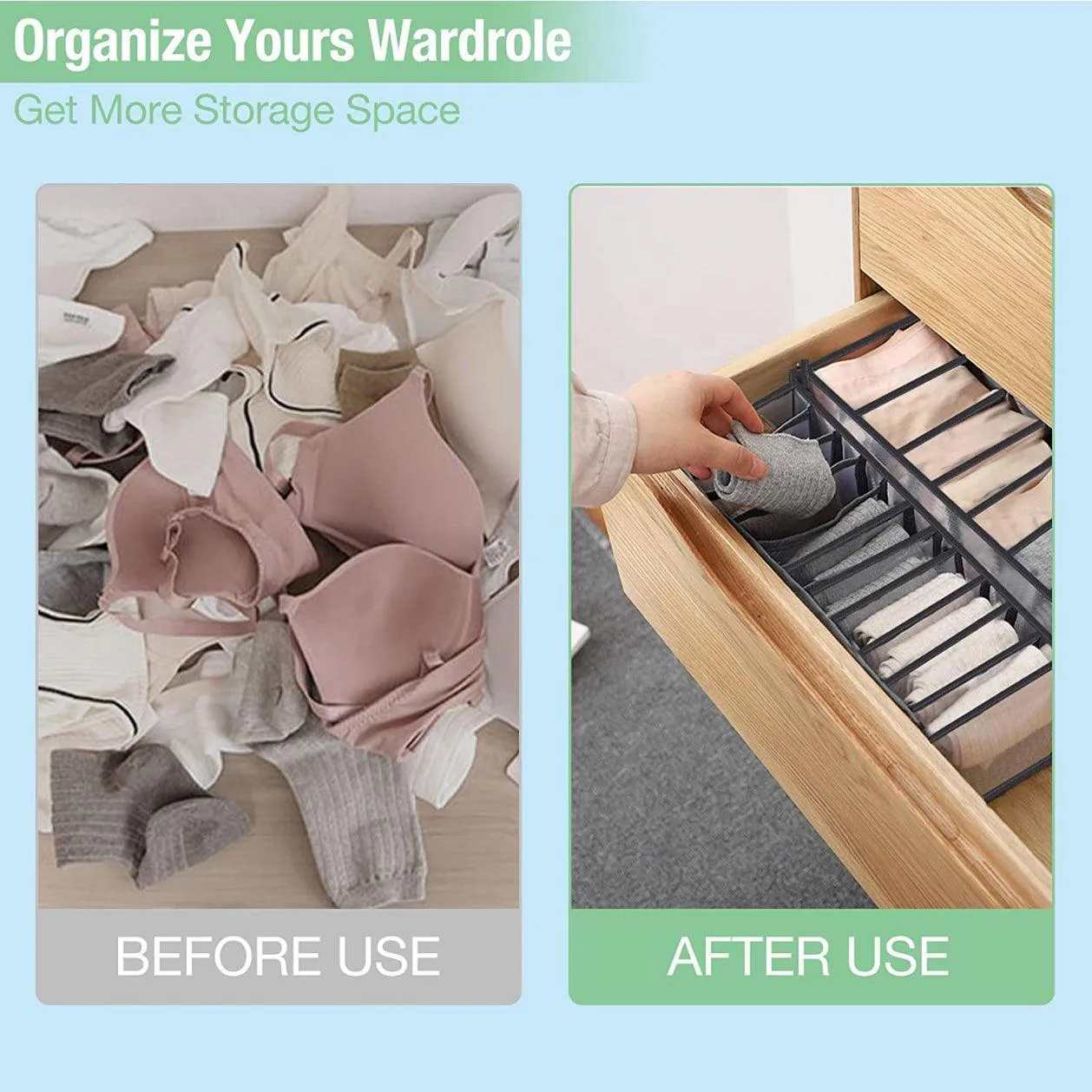 Foldable Drawer Organizer Divider Bra Sock Underwear Storage Closet Wardrobe