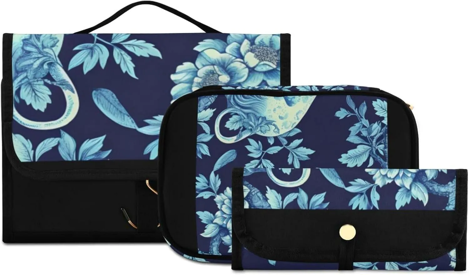 Foldable Hanging Travel Toiletry Organizer Set 3-Piece with Cosmetic Bag & Brush Holder - Lion (4)