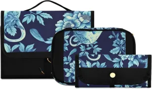 Foldable Hanging Travel Toiletry Organizer Set 3-Piece with Cosmetic Bag & Brush Holder - Lion (4)