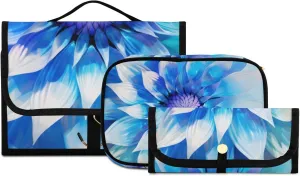 Foldable Hanging Travel Toiletry Organizer Set 3-Piece with Cosmetic Bag & Brush Holder - Sunflower (20)