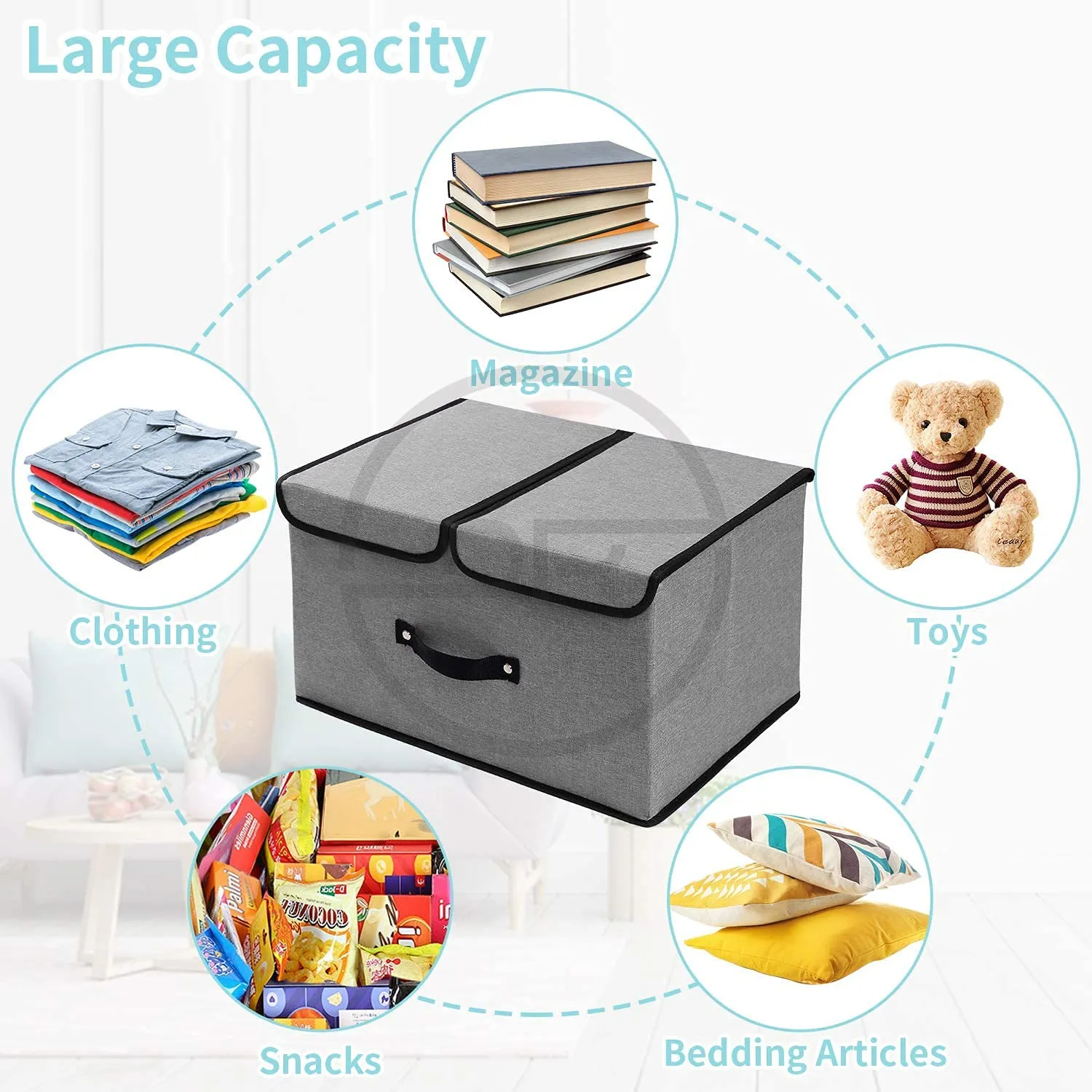 Foldable Rectangular Stackable Storage Bins/Closet Organizer (Pack of 2)
