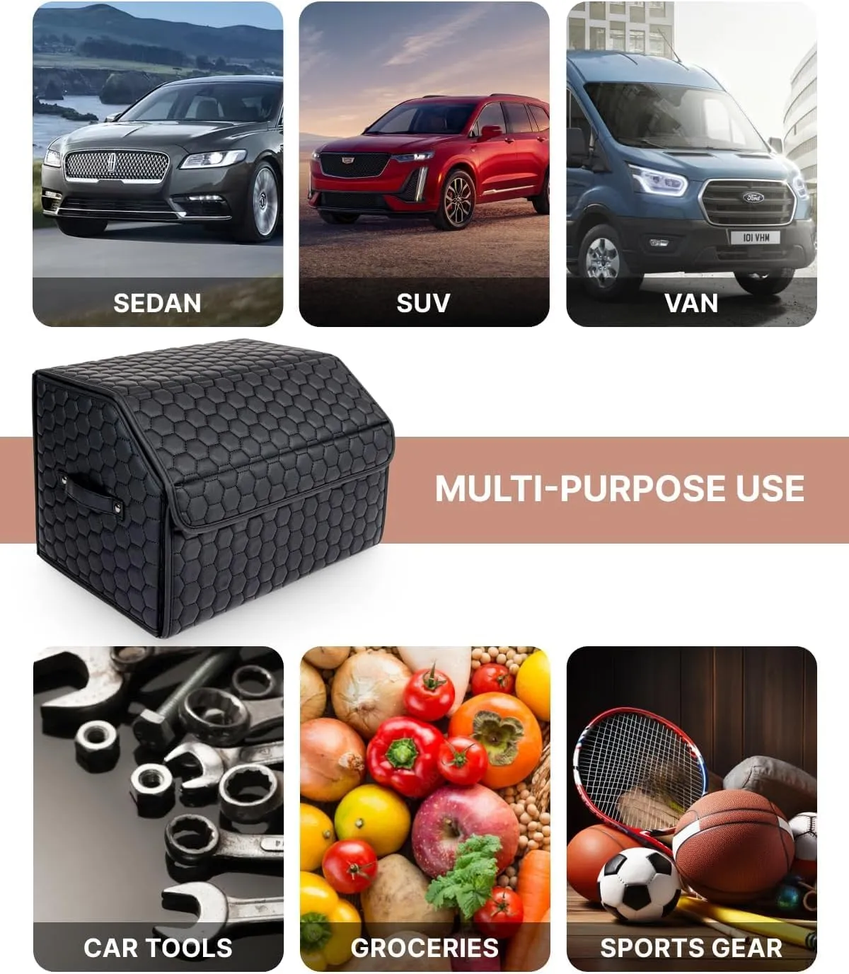 Foldable Trunk Organizer For Car - Trunk Organizers Car Storage - Collapsible Auto Trunk Organizer With Lid - Small And Large Cargo Organizer - Trunk Organization (Black 21)