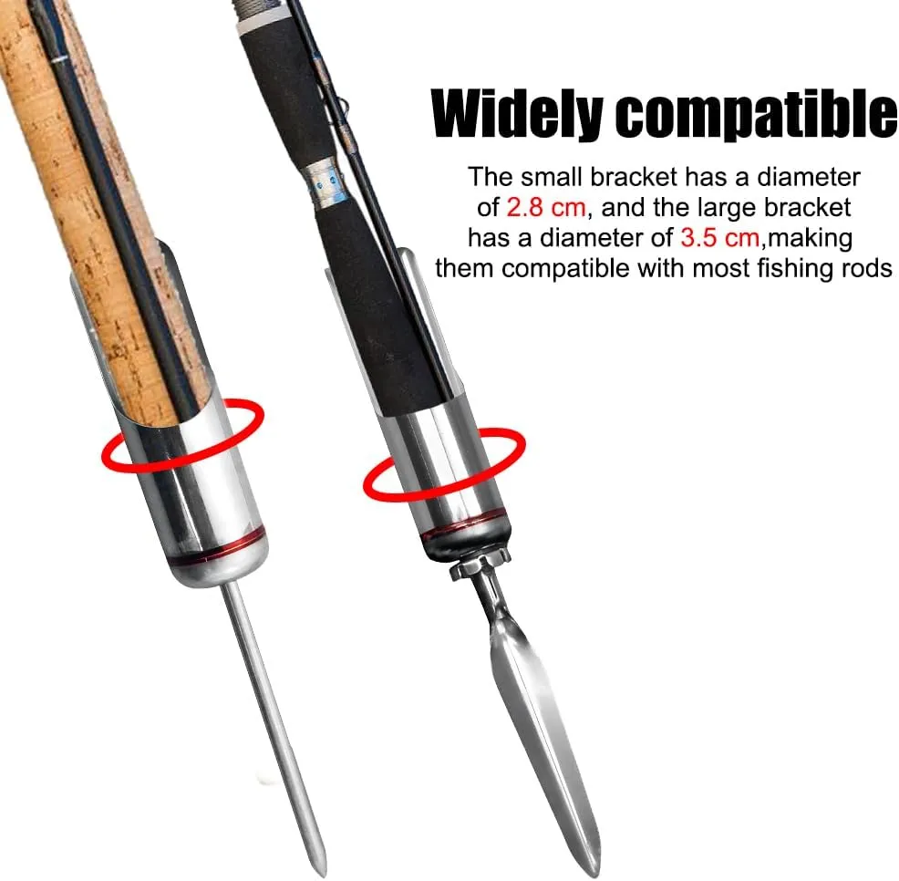 Folding Fishing Pole Rod Holder, 2PCS Stainless Steel Detachable Fish Ground Plug Ground Support Stand Rod Holder for Outdoor Fishing