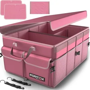 FORTEM Car Trunk Organizer, Collapsible Multi Compartment SUV Organizer, Foldable Storage for Car Accessories for Women Men, 600D Oxford, Non Slip Bottom, Securing Straps, Soft Cover (65L)