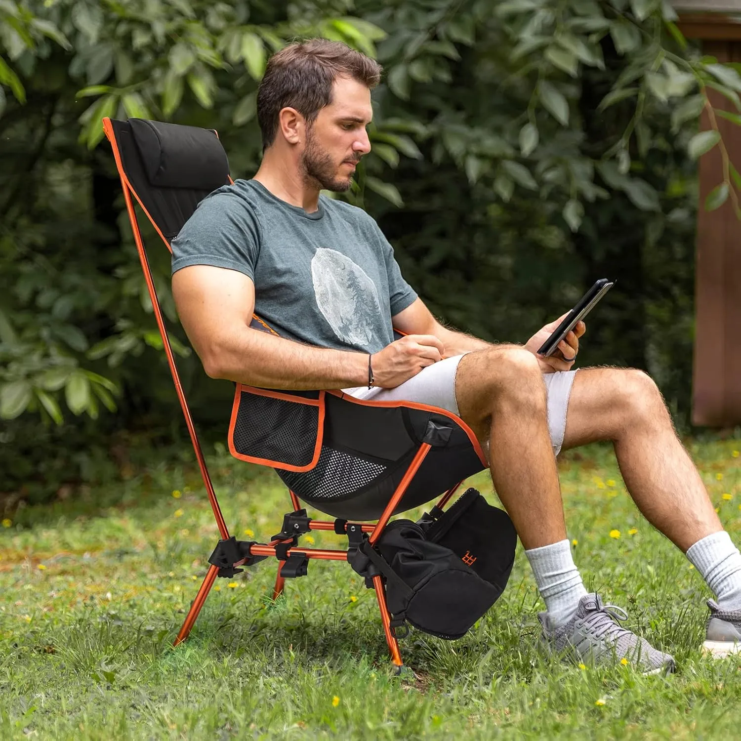 G4Free Folding Camp Chair High Back Lightweight Camping Chair with Removable Pillow, Side Pocket & Carry Bag, Compact & Heavy Duty 385lbs for Outdoor Hiking Backpacking Beach Picnic Travel