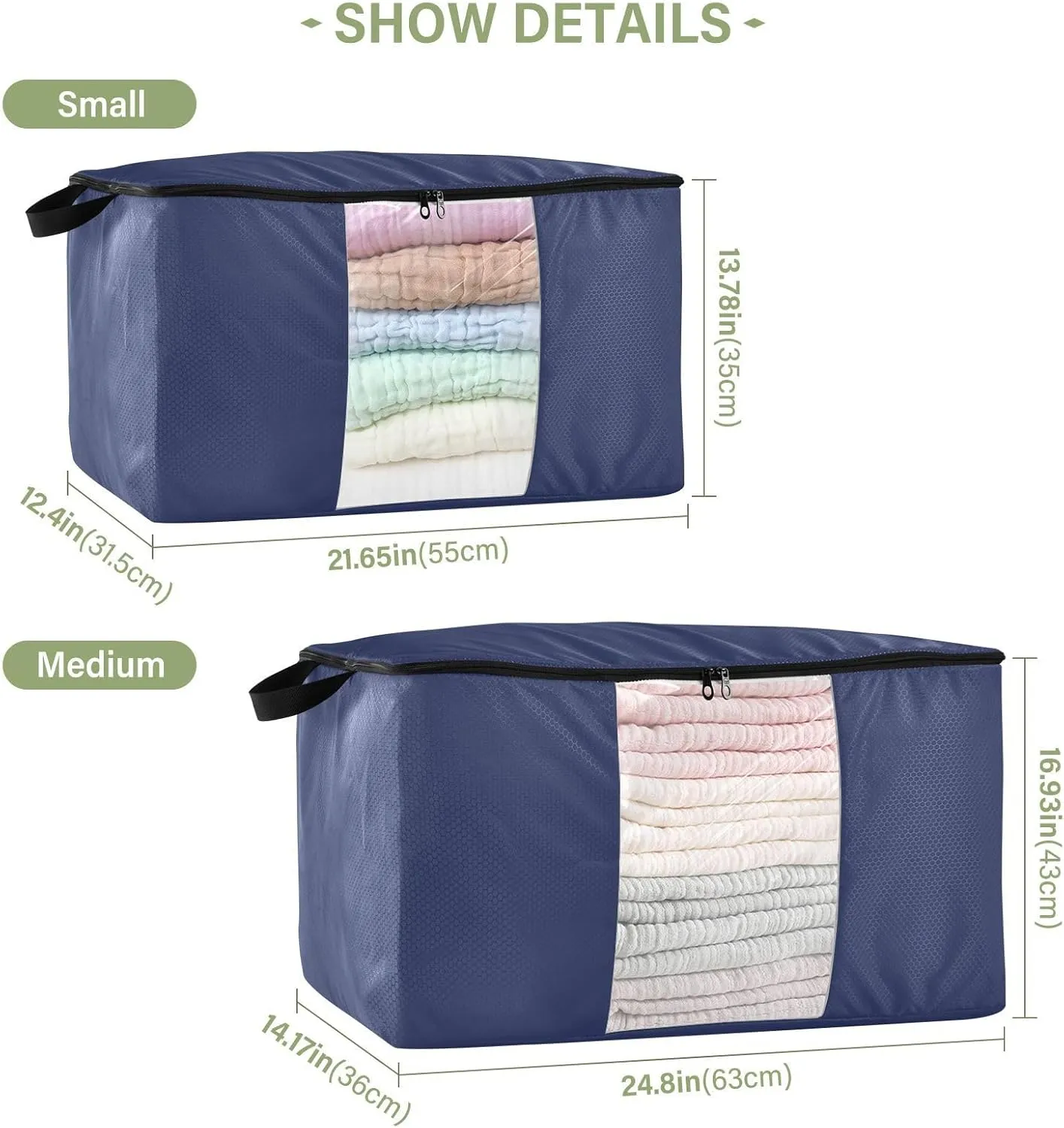 GAIGEO Noble Blue Storage Containers for Clothes, Foldable Storage Bag, Durable Storage Bag, 60L