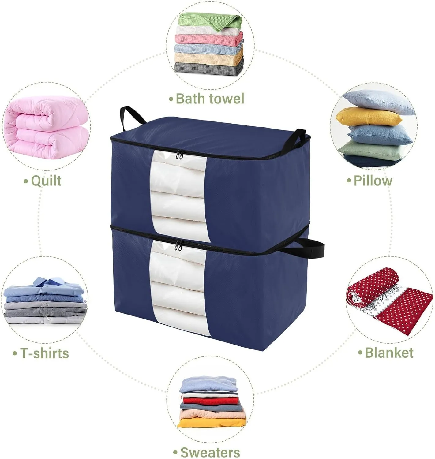 GAIGEO Noble Blue Storage Containers for Clothes, Foldable Storage Bag, Durable Storage Bag, 60L