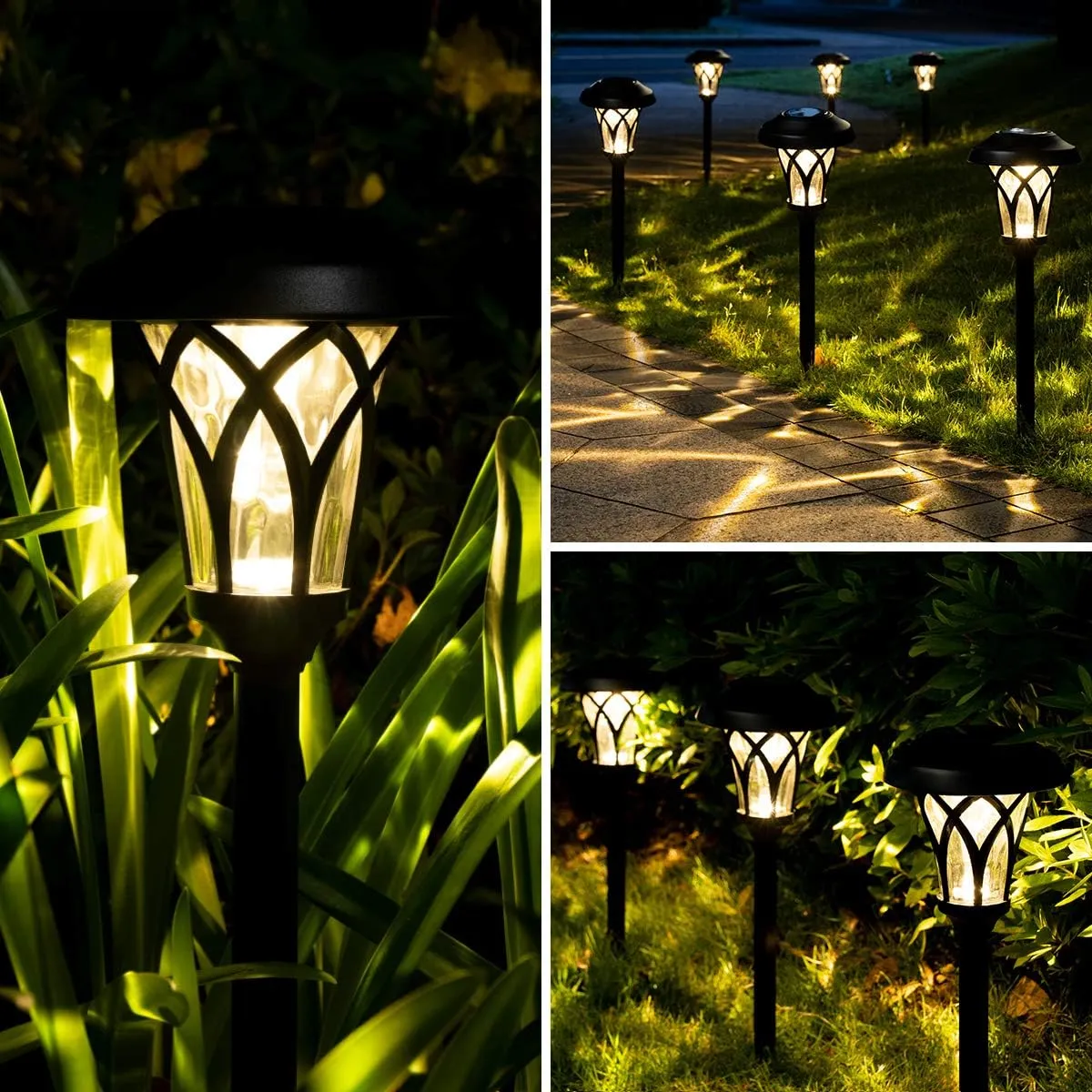 GIGALUMI Solar Lights Outdoor 6 Pack, Solar Landscape Lights Warm White, Black Super Bright High Lumen Waterproof Metal Automatic Solar Lights for Yard, Pathway, Garden, Walkway