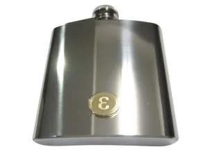 Gold Toned Etched Oval Greek Letter Epsilon Pendant 6oz Flask