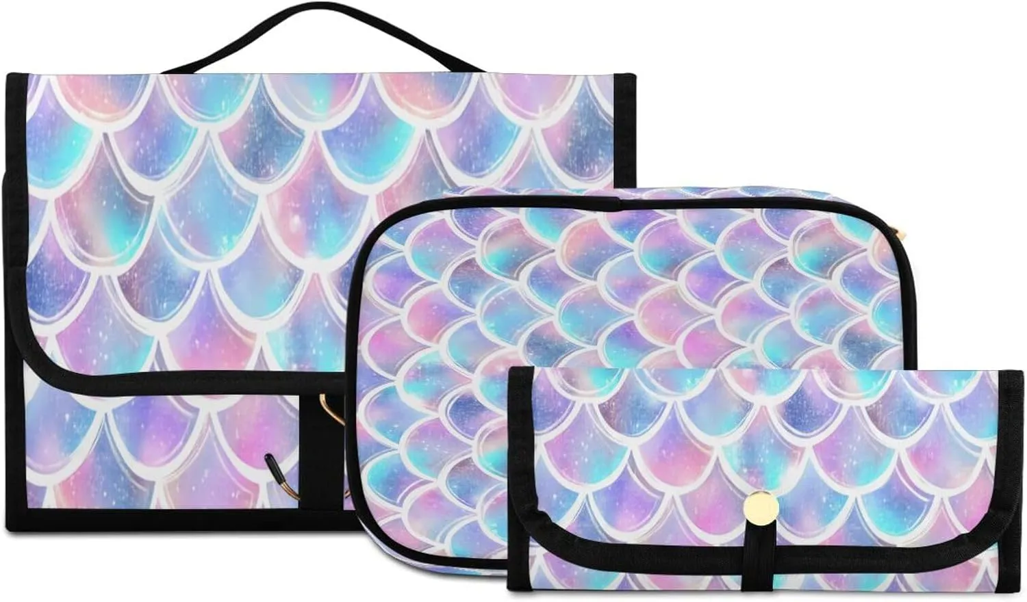 Graffiti Color Scales Women Men Travel Cosmetic Bag, Toiletry Bag Set, Portable Hanging Organizer for Toiletries, Cosmetics, Brushes