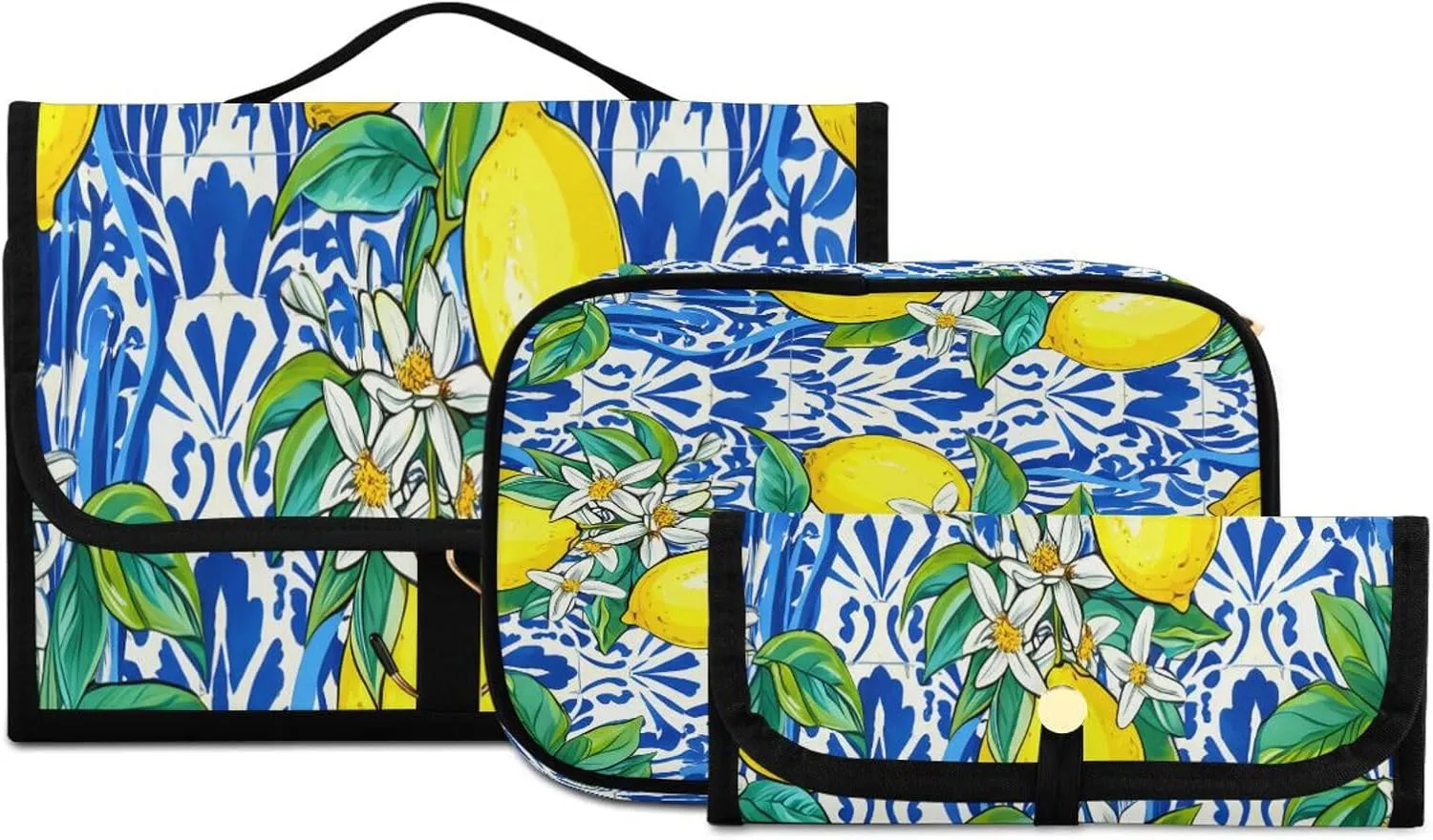 Graffiti Lemon Pattern Women Men Travel Cosmetic Bag, Toiletry Bag Set, Portable Hanging Organizer for Toiletries, Cosmetics, Brushes