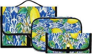 Graffiti Lemon Pattern Women Men Travel Cosmetic Bag, Toiletry Bag Set, Portable Hanging Organizer for Toiletries, Cosmetics, Brushes