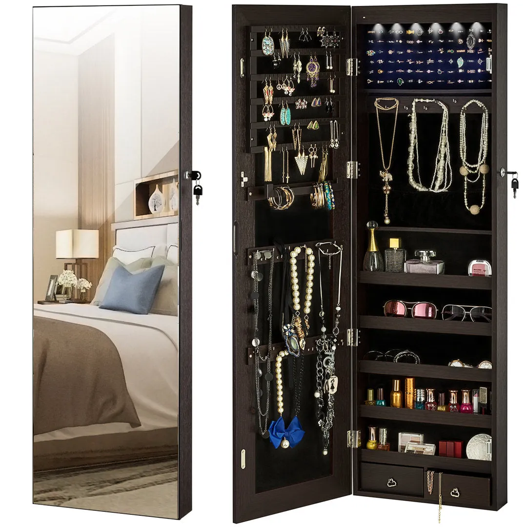Grishilde Wall Mounted Jewelry Armoire with Mirror Latitude Run® Color: Brown