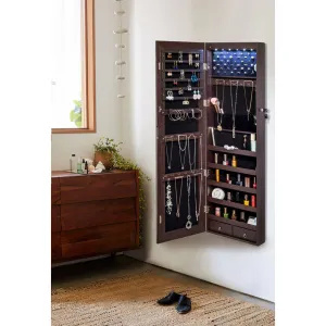 Grishilde Wall Mounted Jewelry Armoire with Mirror Latitude Run® Color: Brown
