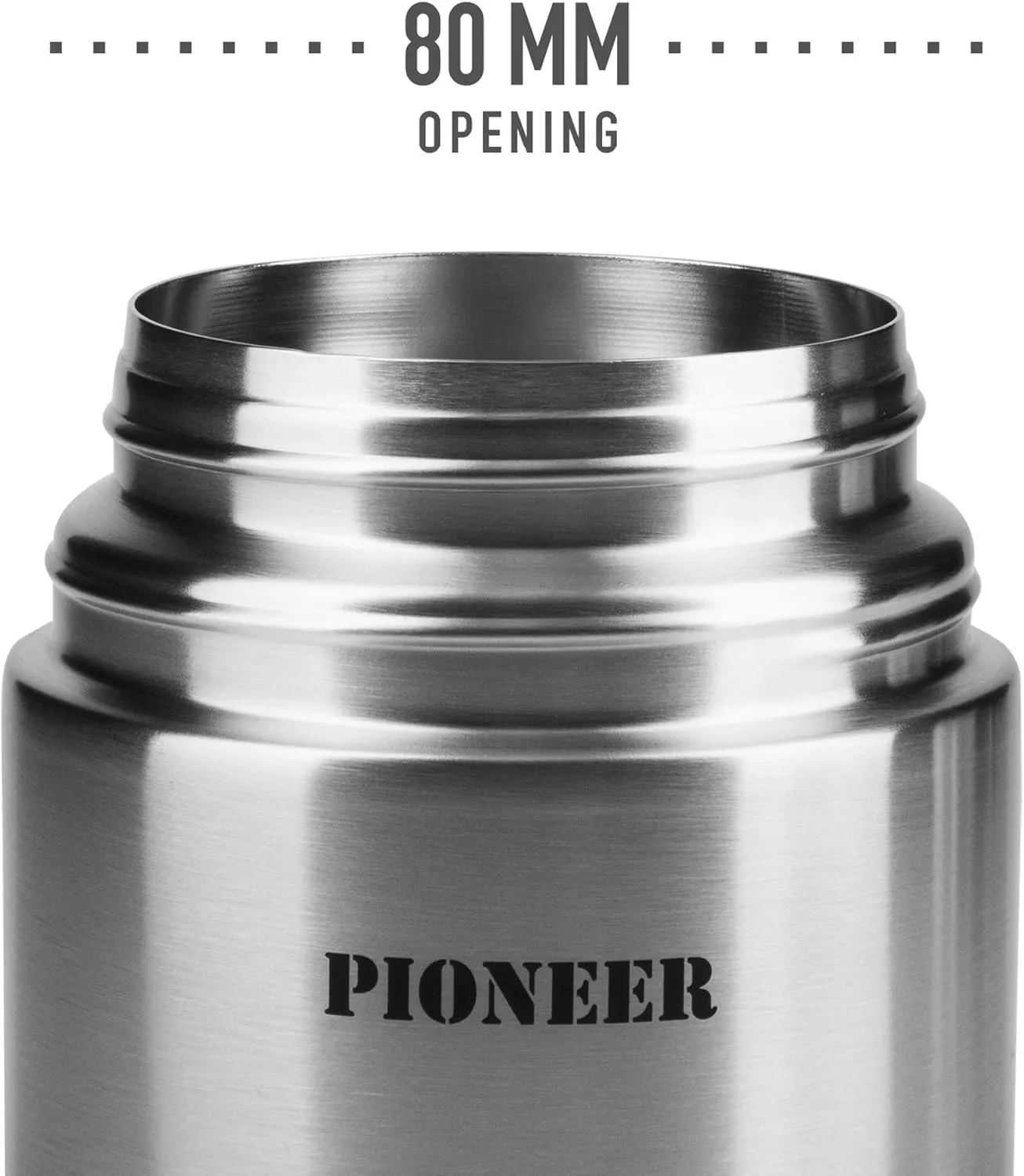Grunwerg Pioneer Vacuum Insulated Leakproof Soup/Food Flask, 8 Hours Hot 24 Hours Cold, Stainless Steel, 1000 ml