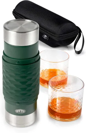 GSI Outdoors Insulated Cocktail Set - 17 fl. oz. Vacuum Flask, Cocktail Strainer, 2 Tumblers, Nesting Design & Travel Case - Barware for Camping, Hiking & Outdoor Adventures