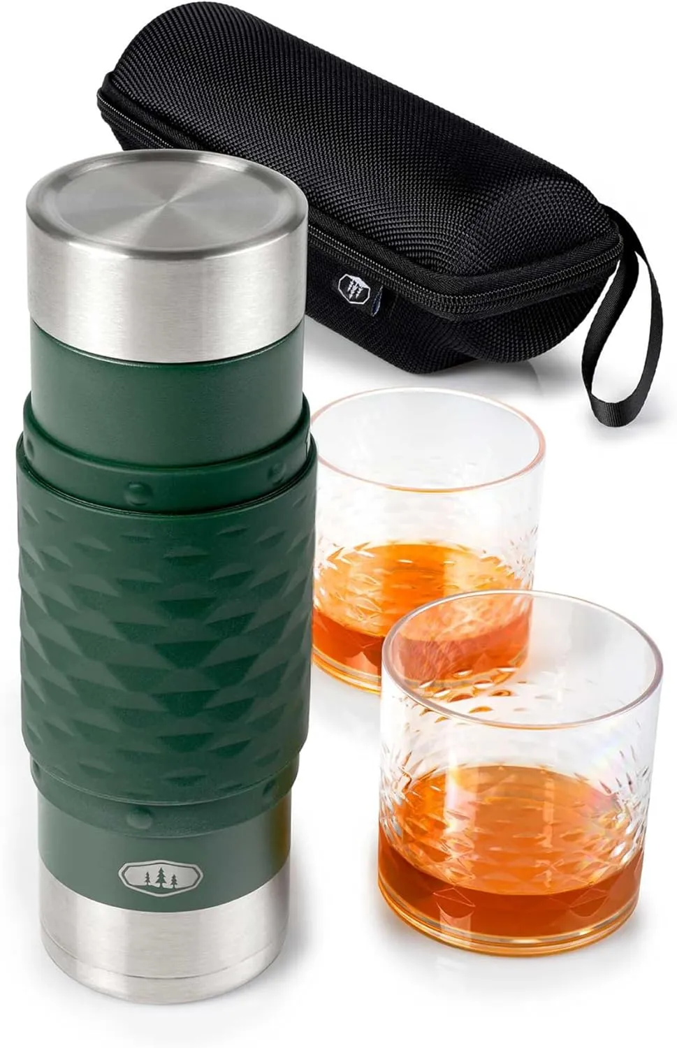 GSI Outdoors Insulated Cocktail Set - 17 fl. oz. Vacuum Flask, Cocktail Strainer, 2 Tumblers, Nesting Design & Travel Case - Barware for Camping, Hiking & Outdoor Adventures