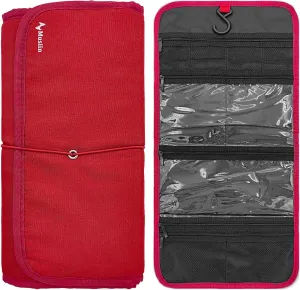 Guitar Accessory Organizer Bag, Foldable Easy Access Pockets Case, Picks, Strap, Capo, Strings Holder Storage (Red)