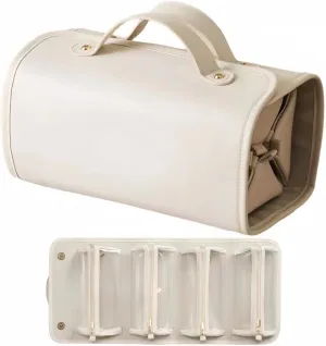 Hand-Roll Portable Clear Makeup Bags, Travel Cosmetic Zipper Pouch for Women, Transparent Makeup Organizer Storage Case with Make Up Brush Compartment, Clear Travel Toiletry Bags for Girls (Beige)