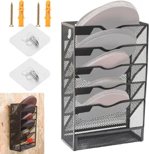 Hanging 5-Tier Mesh Sandpaper Organizer, Metal Sandpaper Organizer for 5 Inch and 6 Inch, Holds 5 Different Sandpapers, Sandpaper Storage Rack, Sandpaper Tool Accessories (Excludes sandpaper)- Black…