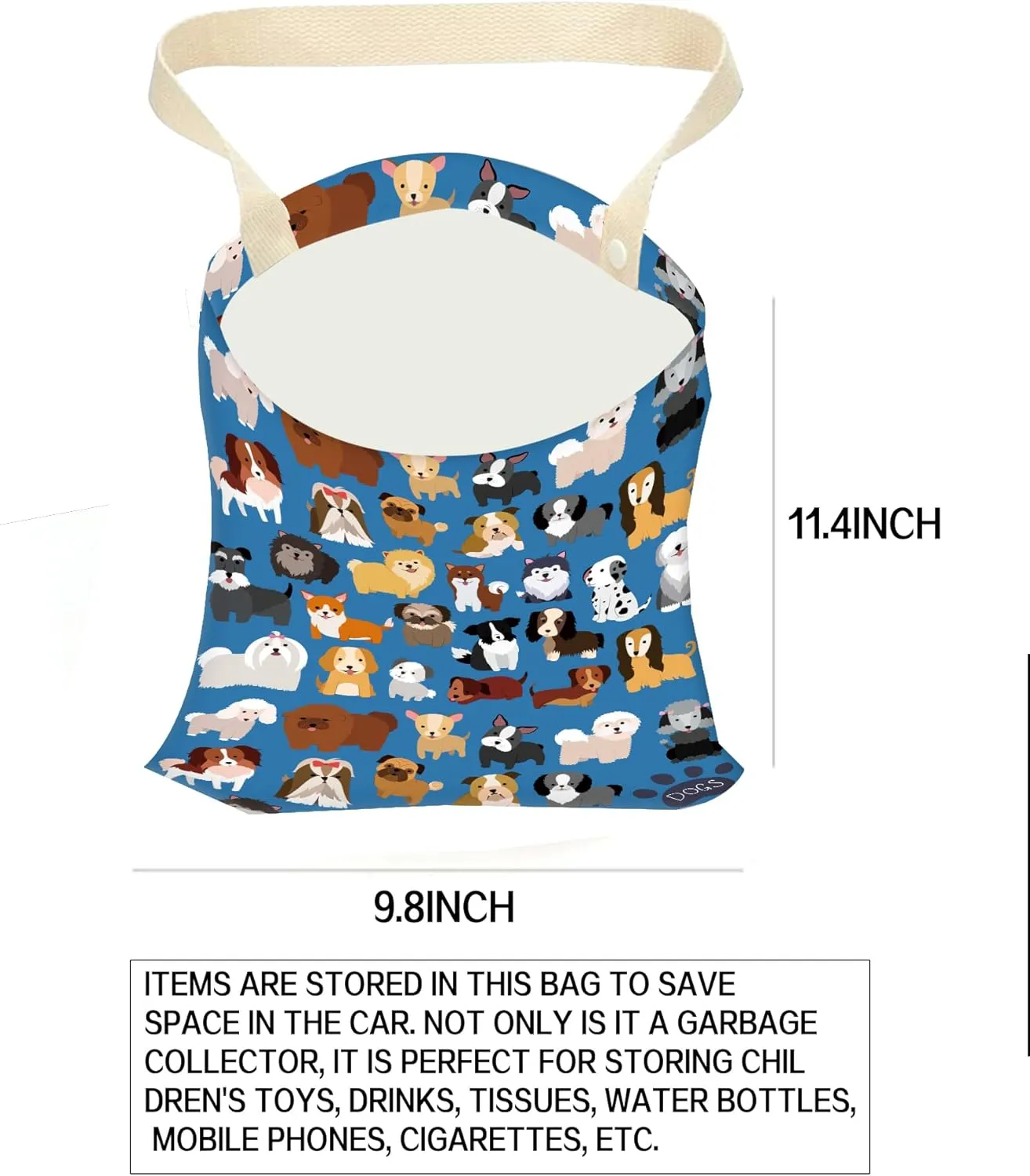 Hanging Car Trash Can and Bag for Accessories