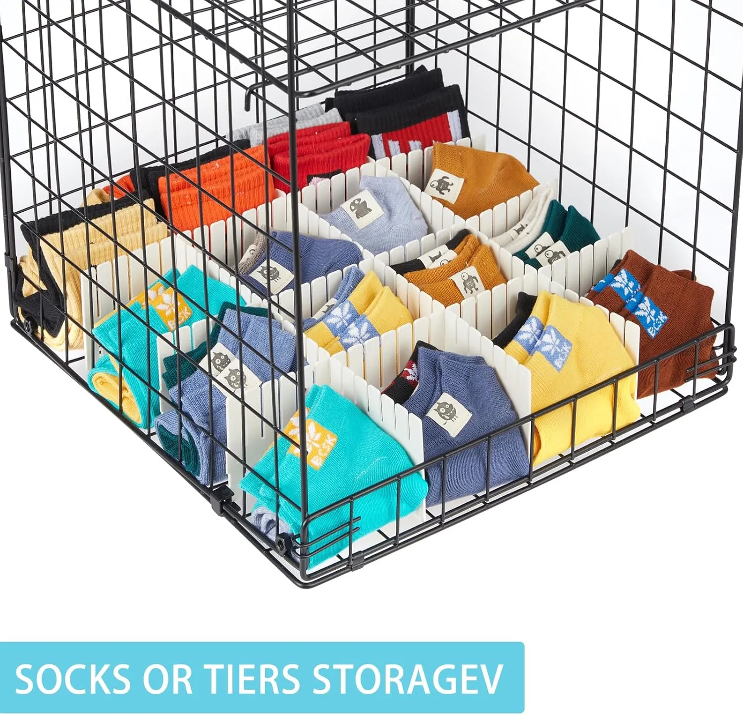 Hanging Closet Organizer and Storage, Collapsible Closet Hanging Shelves with Adjustable Dividers, Hanging Shelves for Clothing Sweaters Socks Dolls Handbags, Separable, Black