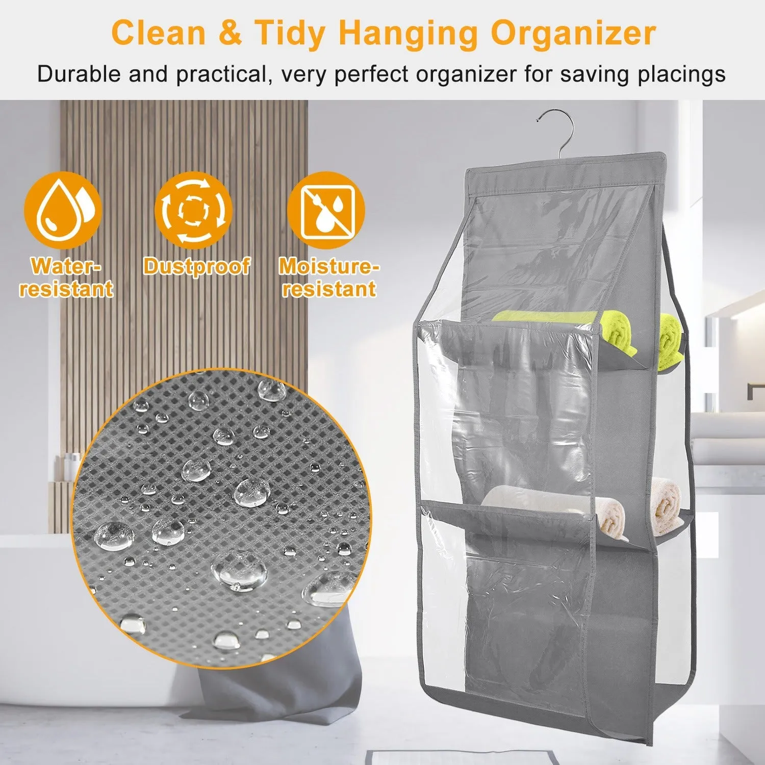 Hanging HandBag Organizer with 6 Pockets Closet Purse Storage
