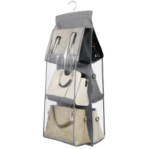 Hanging HandBag Organizer with 6 Pockets Closet Purse Storage