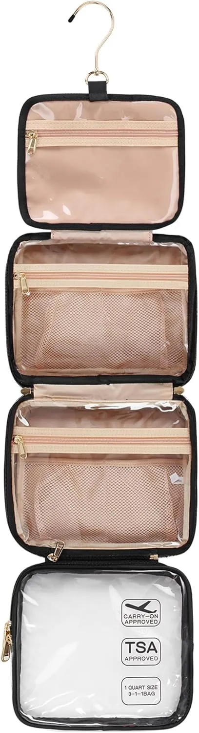 Hanging Toiletry Bag for Women Travel Makeup Bag TSA Approved Clear Bag for Toiletries Waterproof Cosmetic Bag Toiletry Bag for Women Men Travel Toiletry Organizer for Bathroom Shower