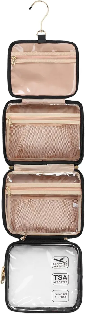 Hanging Toiletry Bag for Women Travel Makeup Bag TSA Approved Clear Bag for Toiletries Waterproof Cosmetic Bag Toiletry Bag for Women Men Travel Toiletry Organizer for Bathroom Shower